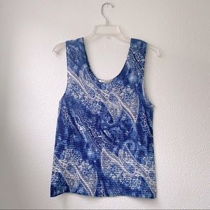 Christopher & Banks Blue Pleated Patterned Tank Top